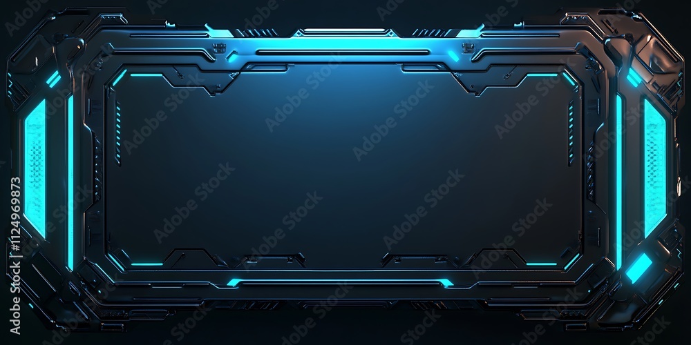 Futuristic blue neon tech frame. (1) Futuristic blue neon tech frame. (1)