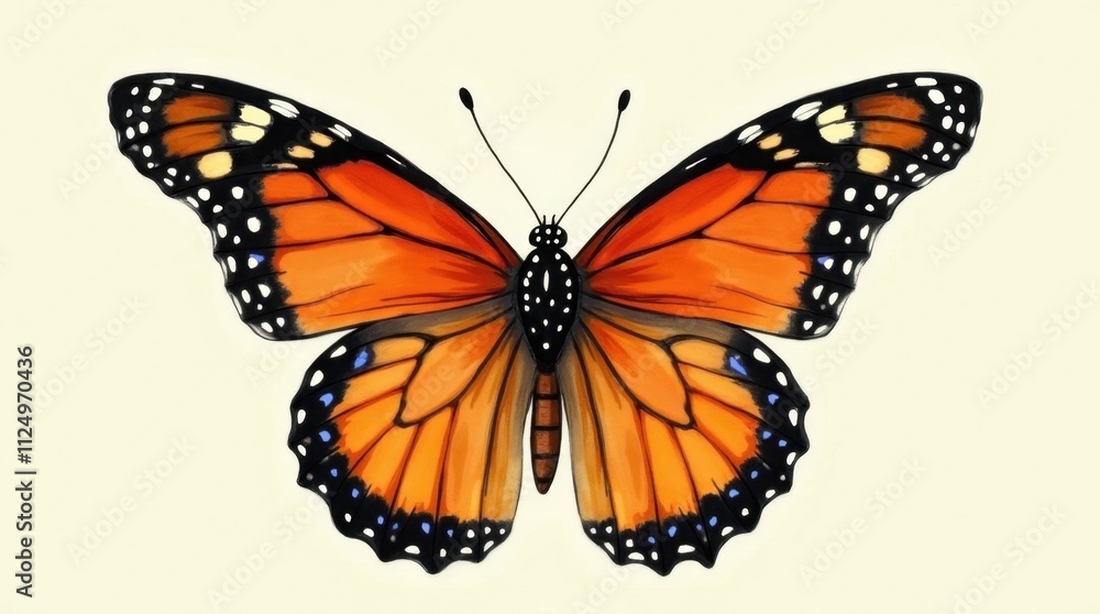 Fototapeta premium Vibrant Orange and Black Butterfly Illustration