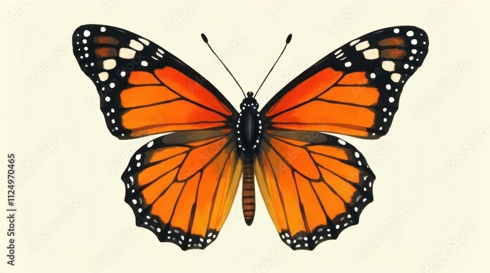 Fototapeta premium Vibrant Orange and Black Butterfly Illustration