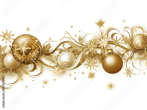 Golden balls decorate the Christmas tree.