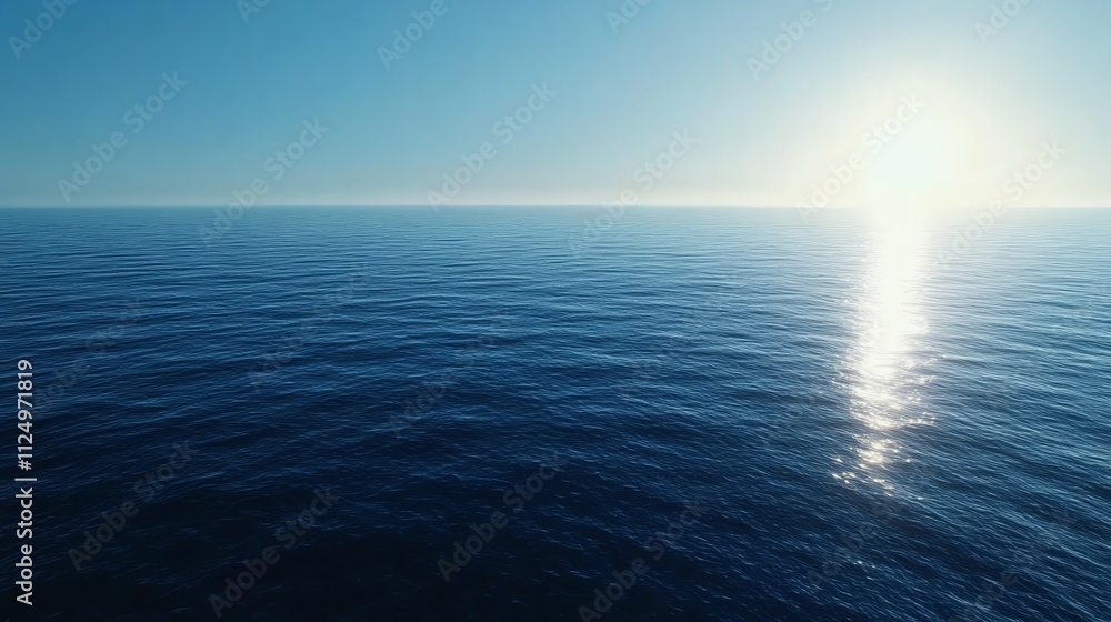 Vast ocean under bright sky, serene water reflecting sunlight. Vast ocean under bright sky, serene water reflecting sunlight.