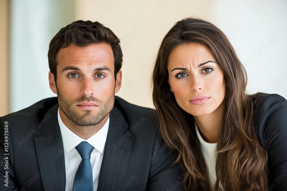 A dynamic image of a lawyer explaining legal options to a couple sitting apart, with visible tension in their body language A dynamic image of a lawyer explaining legal options to a couple sitting apart, with visible tension in their body language