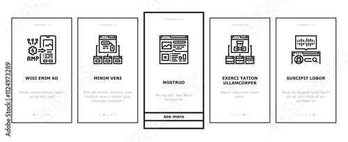 seo digital optimization strategy onboarding mobile vector local service, analysis media, consulting web, ecommerce backlink seo digital optimization strategy illustrations