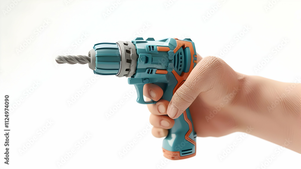 3D Illustration Cordless Drill Tool in Hand 3D Illustration Cordless Drill Tool in Hand