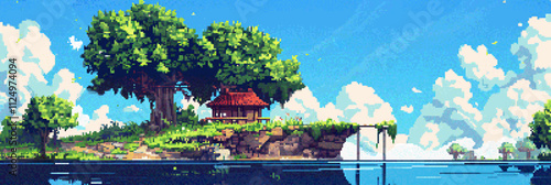 House by the ocean pixel art