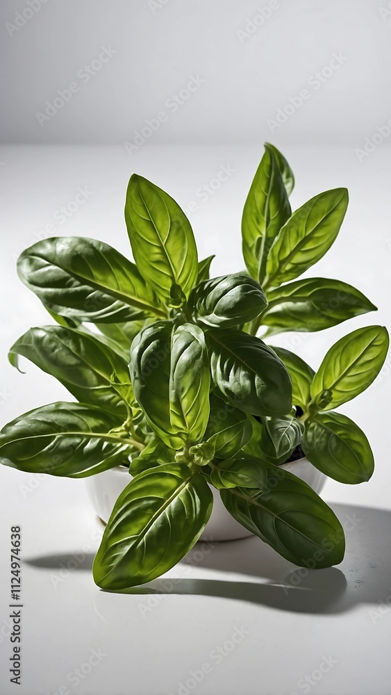 basil leaves on background white basil leaves on background white