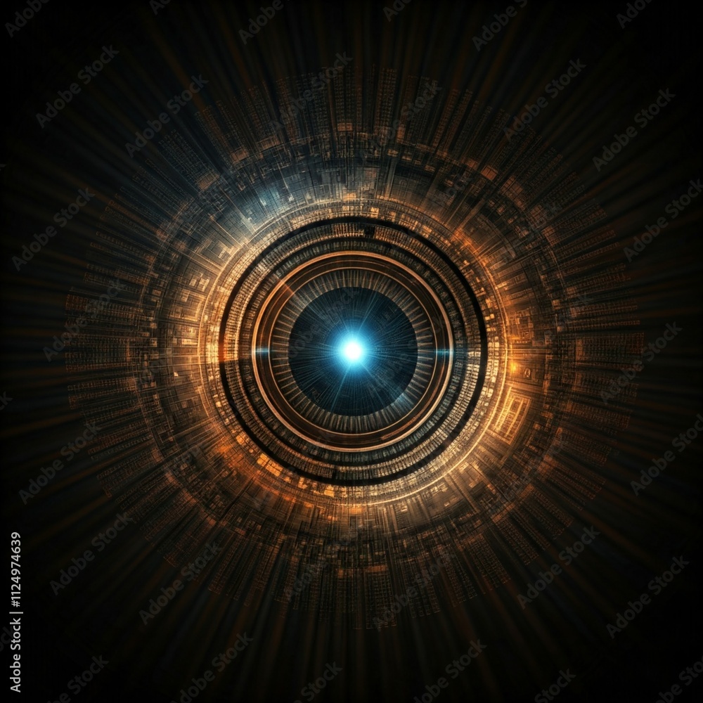 Futuristic Digital Eye with Radiant Light Center technology Futuristic Digital Eye with Radiant Light Center technology