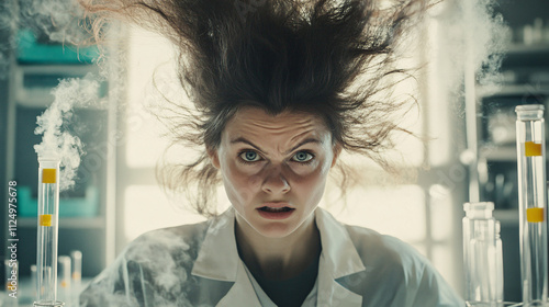 Dressing as a mad scientist with wild hair and test tubes. photo