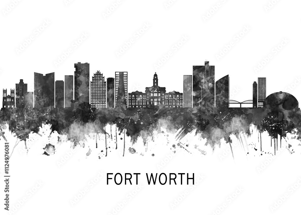 , print poster travel art illustration urban modern downtown landmarks skyscrapers artwork architecture digital design