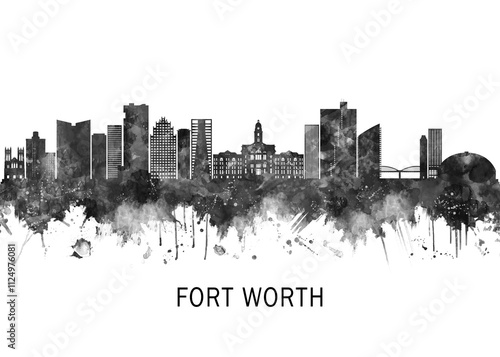 Obraz na płótnie , print poster travel art illustration urban modern downtown landmarks skyscrapers artwork architecture digital design w salonie