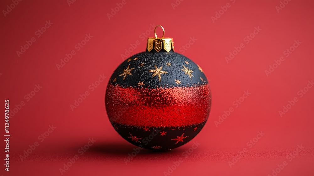 Festive ornament on a red background for holiday decorations