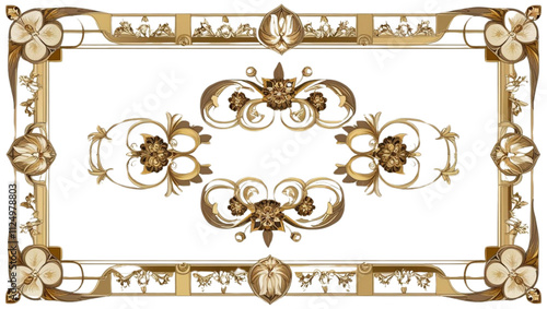 An elegant set of ornamental vector borders featuring intricate floral designs, symmetrical swirls, and geometric patterns