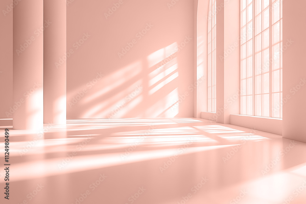 Fototapeta premium Empty studio background with soft light and shadow mocha mousse colors, monochromatic shade.