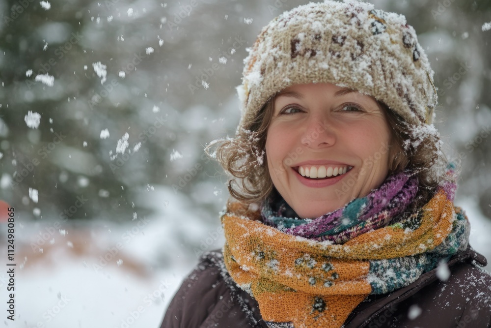 Smiling Woman in Snowy Winter Landscape Smiling Woman in Snowy Winter Landscape