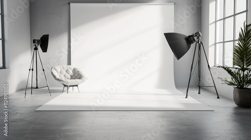 Studio backdrop with fashion and beauty props arranged in a subtle layout 