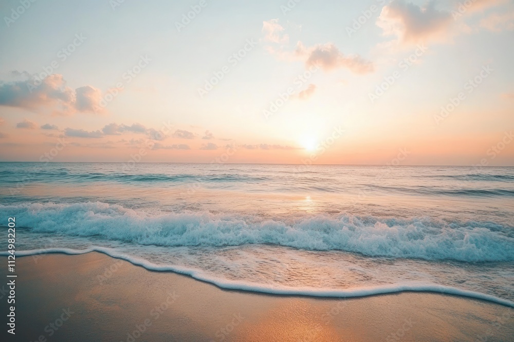 Serene Sunset Over Gentle Ocean Waves Serene Sunset Over Gentle Ocean Waves