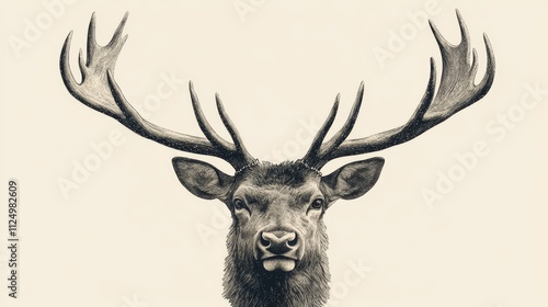 Wallpaper Mural Majestic deer with impressive antlers in detailed illustration Torontodigital.ca