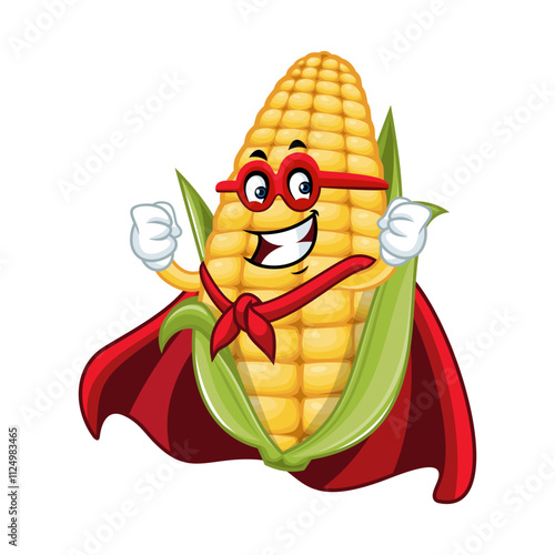 Super Corn Superhero Cartoon Mascot.