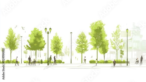 Urban park design illustration showcasing community spaces