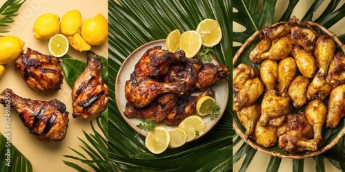 Caribbean jerk chicken  natural food detailed present