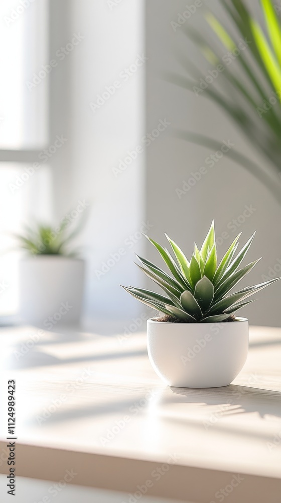 Bright and Clean Workspace with Succulent Plants Bright and Clean Workspace with Succulent Plants