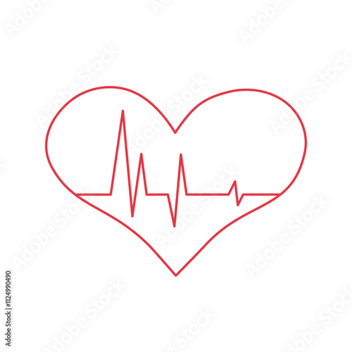 Cardiogram in heart shape line icon. Vector