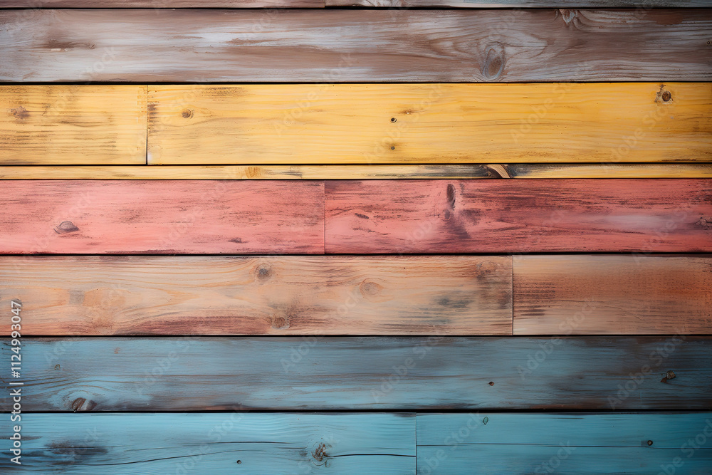 Fototapeta premium Superb An arrangement of rustic, multicolored wooden planks laid out horizontally