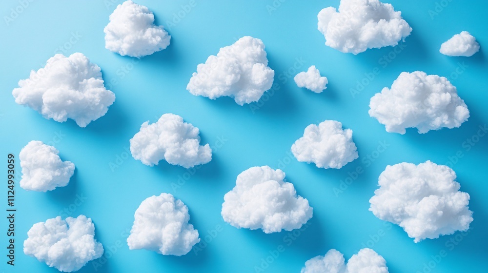 Soft, fluffy clouds scattered over a vibrant blue background, creating a serene and dreamy atmosphere. Soft, fluffy clouds scattered over a vibrant blue background, creating a serene and dreamy atmosphere.