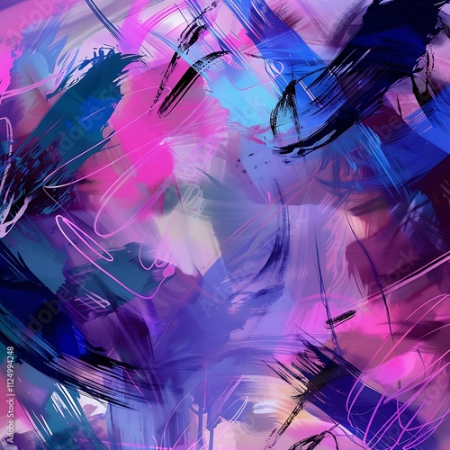 Colorful Abstract Brush Strokes in Modern Digital Art photo