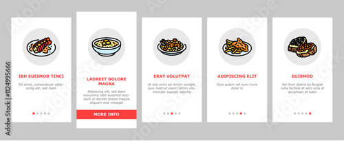 sea cuisine italian cook greece onboarding mobile vector food seafood, chef sea, fish bbq, greek dish, salmon restaurant, frozen, culinary sea cuisine italian cook greece illustrations
