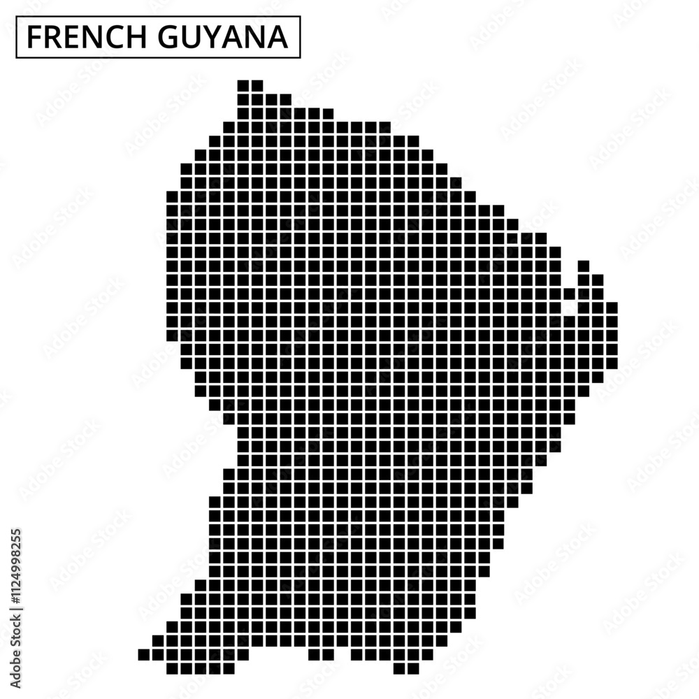 Detailed dot map representation of French Guyana highlighting geographical features Detailed dot map representation of French Guyana highlighting geographical features