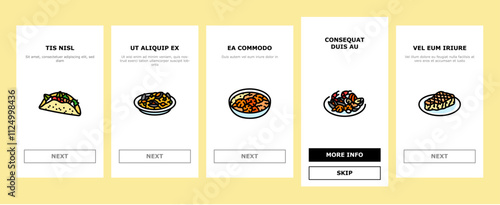 sea cuisine italian cook greece onboarding mobile vector food seafood, chef sea, fish bbq, greek dish, salmon restaurant, frozen, culinary sea cuisine italian cook greece illustrations