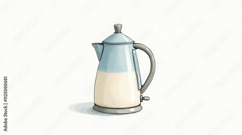 Fototapeta premium Minimalist Illustration of a Kettle Against a White Background