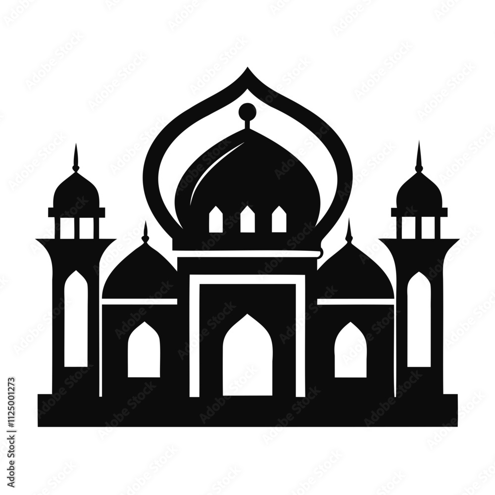 Mosque black silhouette vector illustration icon or logo design isolated on transparent background Mosque black silhouette vector illustration icon or logo design isolated on transparent background