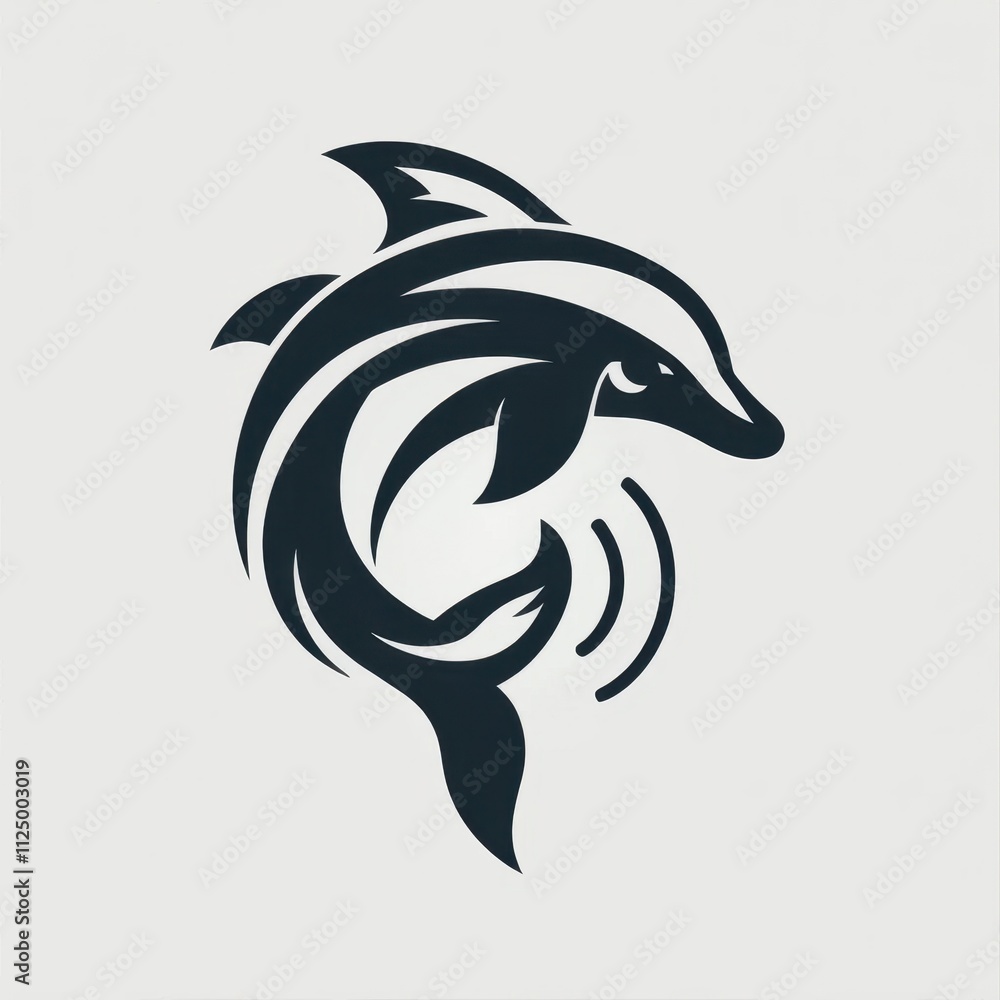 Dolphin Logo with Wireless Communication Elements Dolphin Logo with Wireless Communication Elements