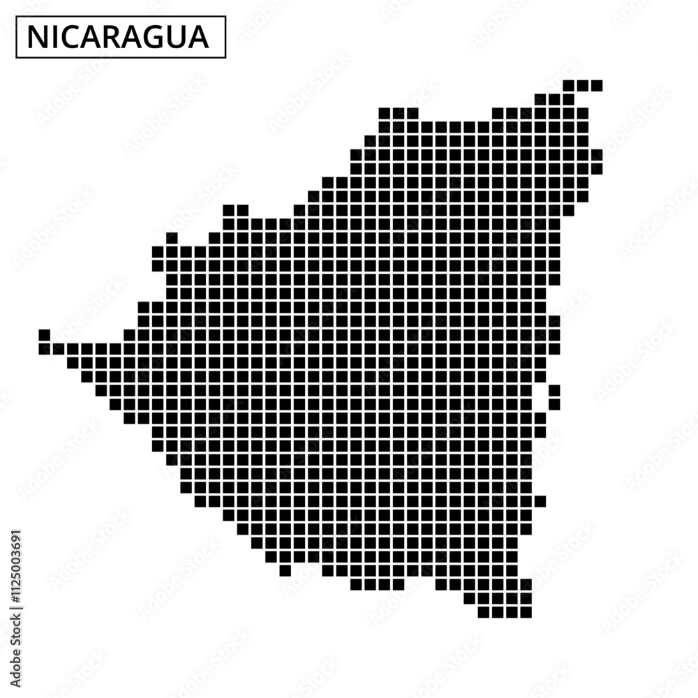 Detailed map representation of Nicaragua with a unique dot pattern design Detailed map representation of Nicaragua with a unique dot pattern design