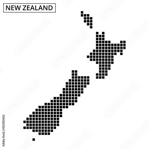 Design of New Zealand map highlighted with dot pattern