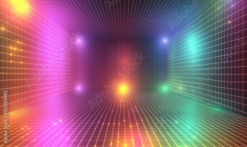 retro pixelated background with vibrant neon colors, Generative AI