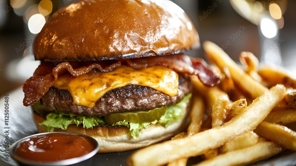 custom made wallpaper toronto digitalDelicious Cheeseburger with Fries and Ketchup