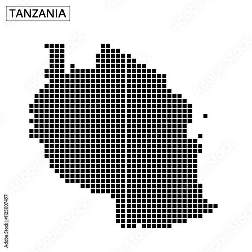 Map of Tanzania showcasing unique dot pattern design in black and white