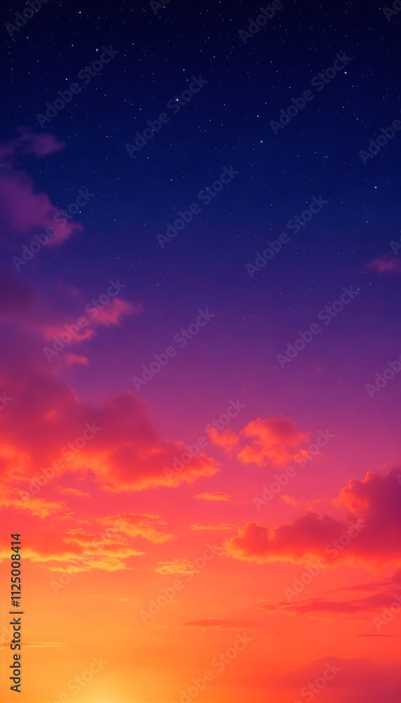 Stunning sunset with vibrant colors filling the sky, showcasing shades of orange, pink, and purple against a deep blue backdrop, perfect for an inspiring phone wallpaper Stunning sunset with vibrant colors filling the sky, showcasing shades of orange, pink, and purple against a deep blue backdrop, perfect for an inspiring phone wallpaper