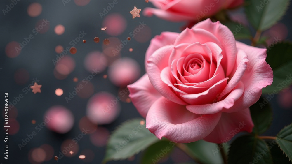 Pink roses on a bokeh background. A greeting card. Pink roses on a bokeh background. A greeting card.