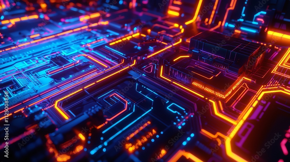 Obraz premium Vibrant Abstract Background Featuring Circuit Patterns