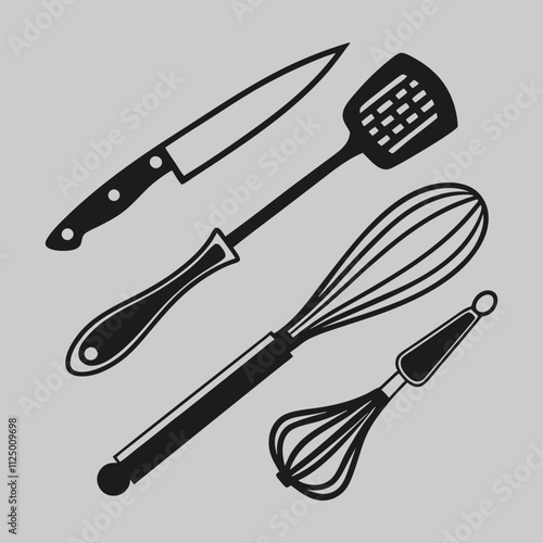 kitchen toots silhouette vector art and illustration