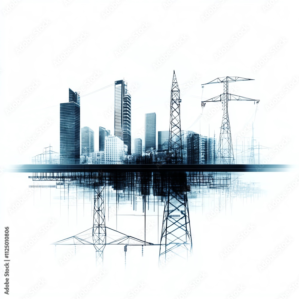 a smart energy grid, advanced technology, conceptual urban planning, isolated on white background a smart energy grid, advanced technology, conceptual urban planning, isolated on white background