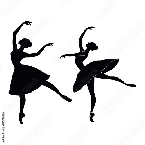 ballet dancers silhouette, ballet dancer silhouette, Ballerina silhouette Dancers isolated on white background. Vector female ballet dancers.