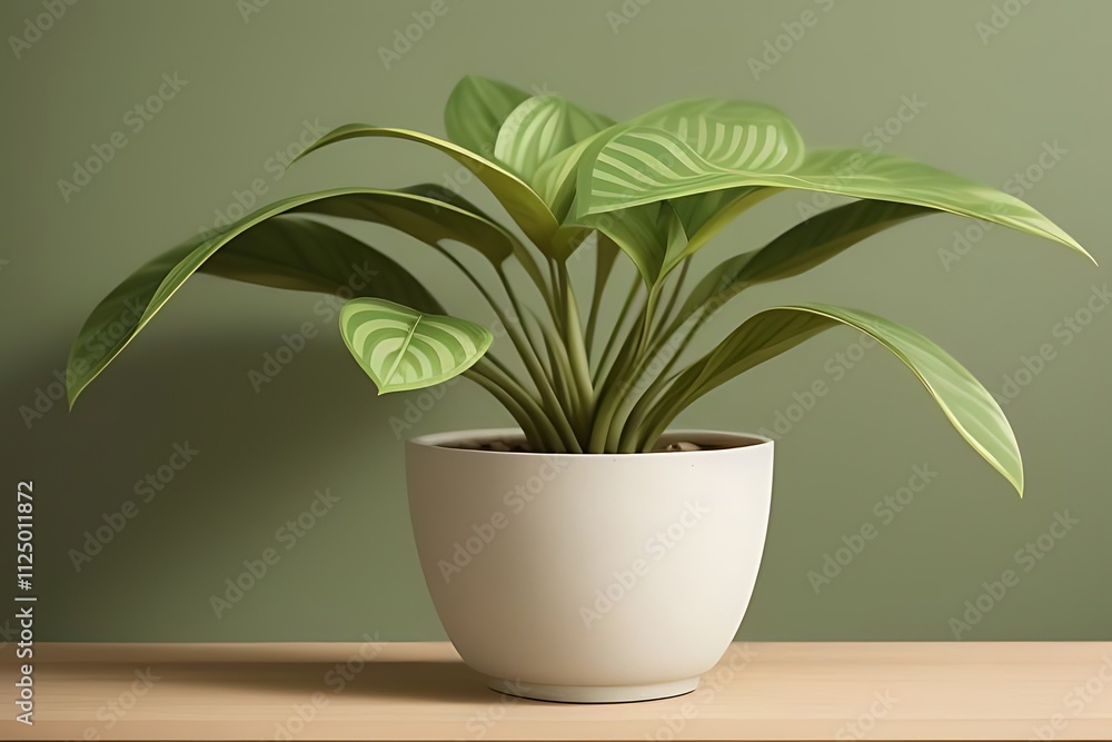 Vibrant Houseplant Thrives in Simple White Pot Vibrant Houseplant Thrives in Simple White Pot