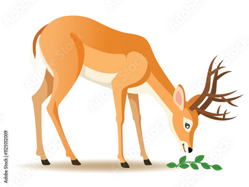 Illustration of Herbivores Deer Feeding on Plants