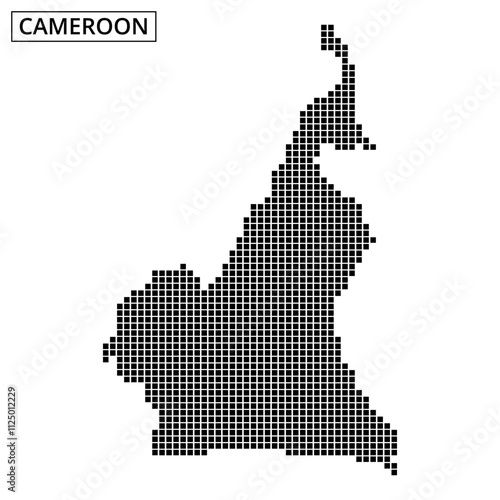 Outline map of Cameroon displaying geographical traits and regional divisions