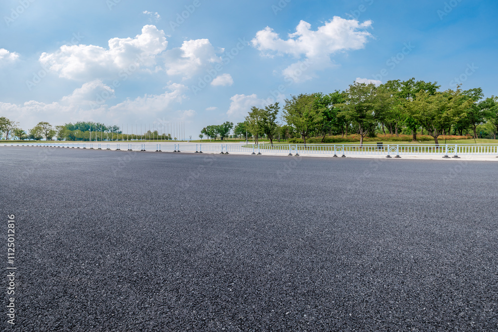 Empty asphalt road and woods natural scenery Empty asphalt road and woods natural scenery